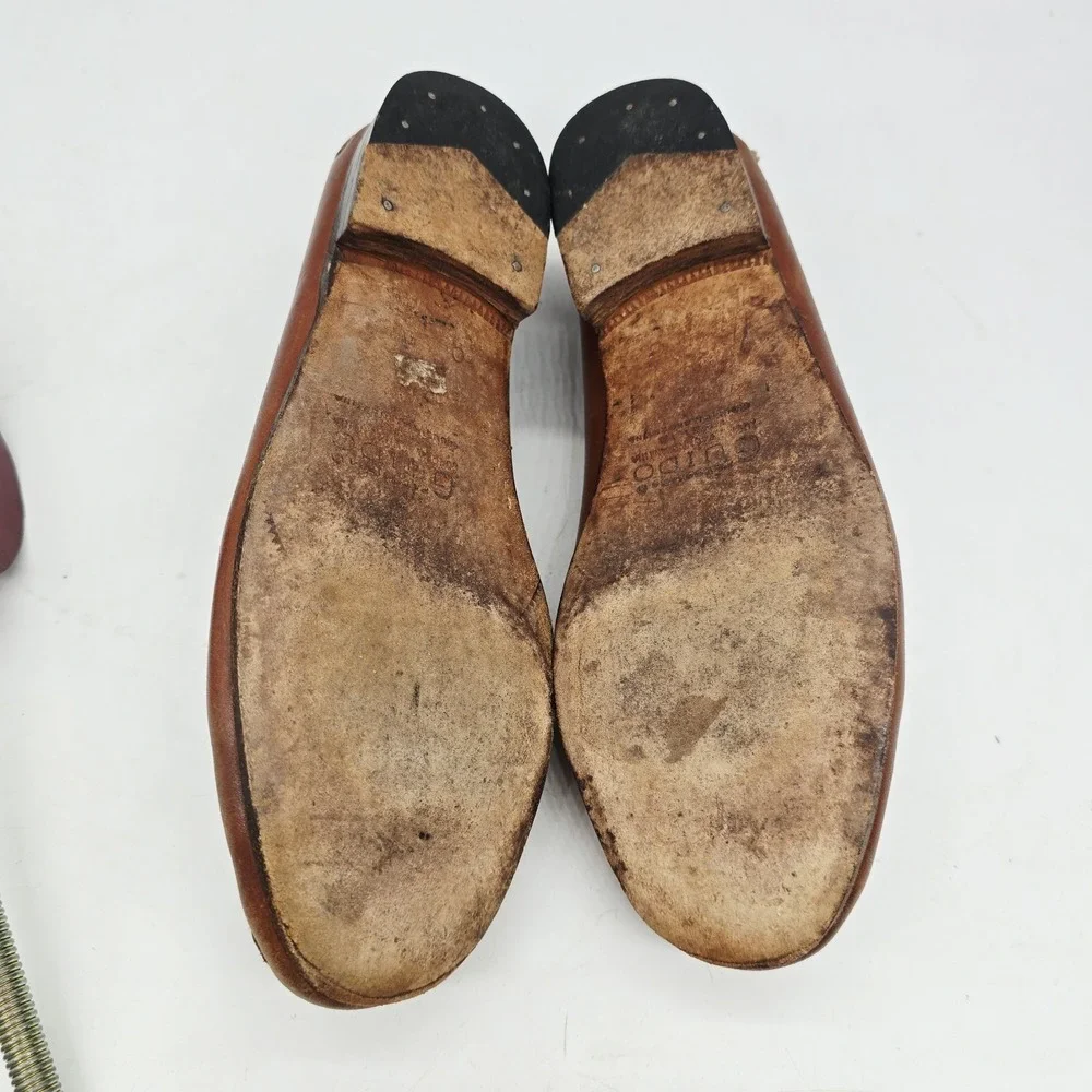 Guido Tassel Loafers Mens 7.5 Moccasin Simple Sole 4219 Brown Handmade $340‎